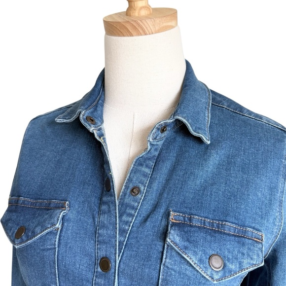 Free People Dynomite Denim Mini Short Dress Medium Wash Blue Sz S NWT - Picture 4 of 11